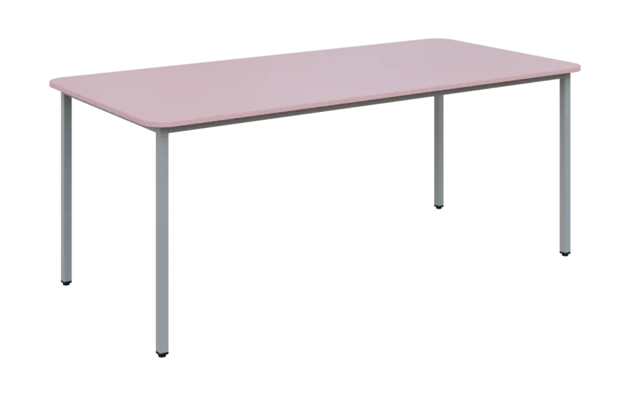 JSBR 190N Jídelní stůl 1900 x 900 mm, deska pastelově růžová / podnož stříbrná